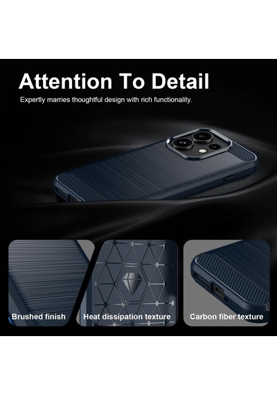 Caseonn Oppo Reno16 5g Kılıf Karbon Fiber Desenli Koruyucu Arka Kapak Lacivert