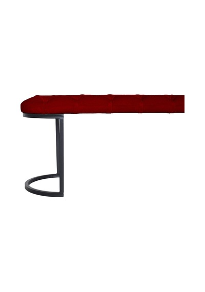 Elısse Black Puf - Metal Ayaklı Kapitoneli Model Puf, Bordo Bench