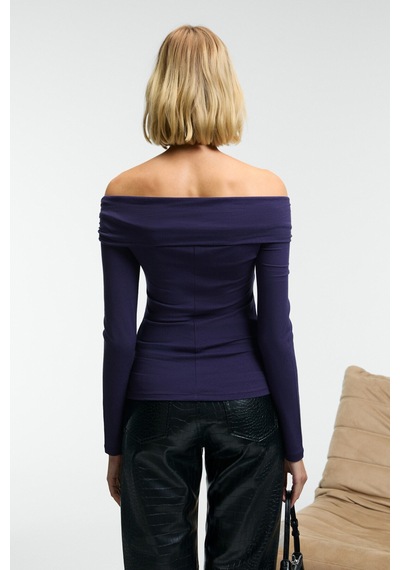 Grımelange Selunette Kadın Asimetrik Yakalı Omuzu Açık Esnek Kumaşlı Vücudu Saran Slim Fit Mor Bluz Mor Grımelange Selunette Kadın Asimetrik Yakalı Omuzu Açık Esnek Kumaşlı Vücudu Saran Slim Fit Mor Bluz Mor