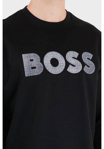 Boss Pamuklu Bisiklet Yaka Regular Fit Sweat Erkek Sweat 50565651 001 Siyah