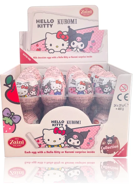 Zaini Hello Kitty Kuromi Sütlü Çikolatalı Sürpriz Yumurta 1 Adet Eğlenceli Lezzet