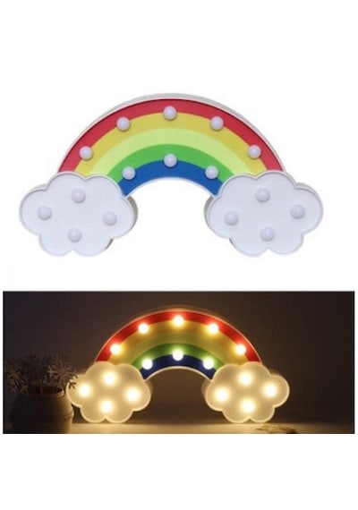 Led Işıklı Gökkuşağı Gece Lambası Dekoratif Duvara Asılabilir Çocuk Odası Lambası Çok Renkli