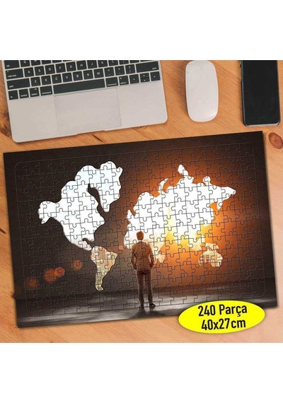 İş Dünyası Harita Genç Adam 240 Parça Puzzle Yapboz-109338378