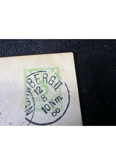 Bavaria Krallığı Antiye 1886 Yılı Alman Reich Döneminden 3 Pfennig Kendinden Pullu Post Kartı Postadan Geçmiş