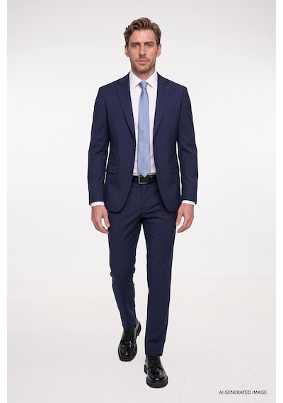 AC&Co / Altınyıldız Classics Erkek Lacivert Slim Fit Dar Kesim Mono Yaka Takım Elbise Lacivert