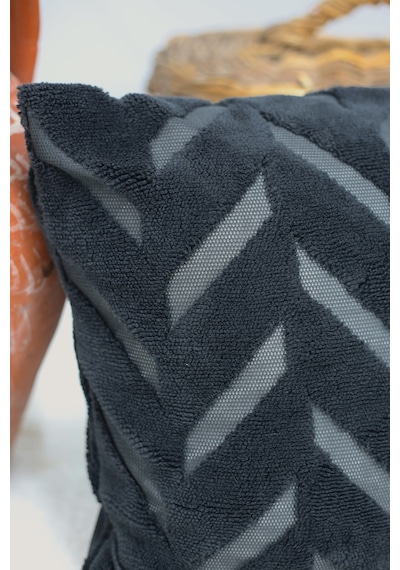 Chevron Welsoft Jakarlı Dekoratif Kırlent Kılıfı 43x43 Cm - Ztchevron Siyah-