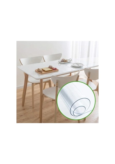 Şeffaf Masa Koruyucu Örtü 1,00 Mm Kalın Pvc Mika Kaymaz Leke Tutmaz Çizilme Önleyici Örtü 90 X 120 Cm