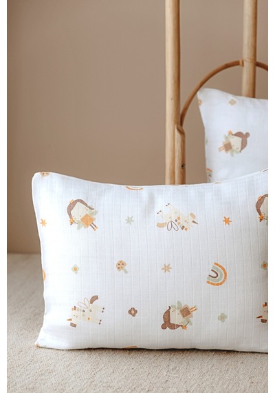 Esti Baby 2 Adet Desenli Müslin Bebek - Çocuk Yastık Kılıfı %100 Pamuk 45x35 CM