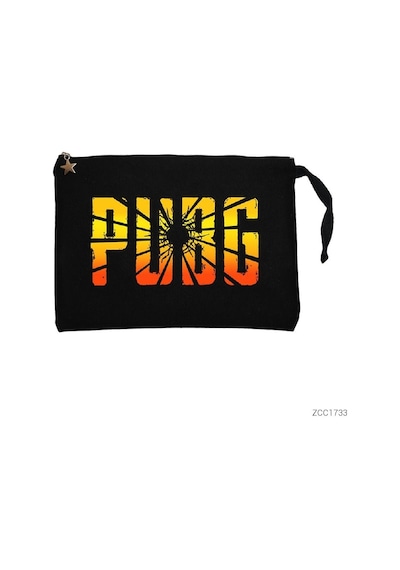 Zepplin Giyim Pubg Logo Cracked Siyah Clutch Astarlı Cüzdan / El Çantası