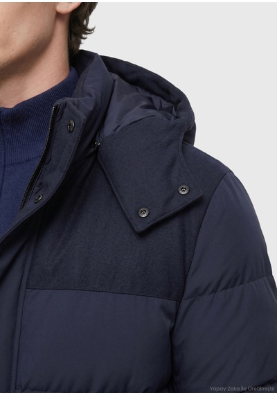 Ramsey Lacivert Regular Fit Kapüşonlu Dokuma Kaban lacivert navy Blue