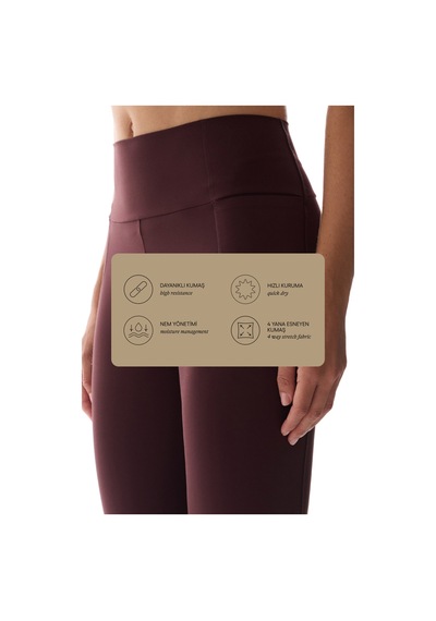 Penti Koyu Bordo Stretch360 Orta Destek Gizli Cepli Yüksek Bel Tayt
