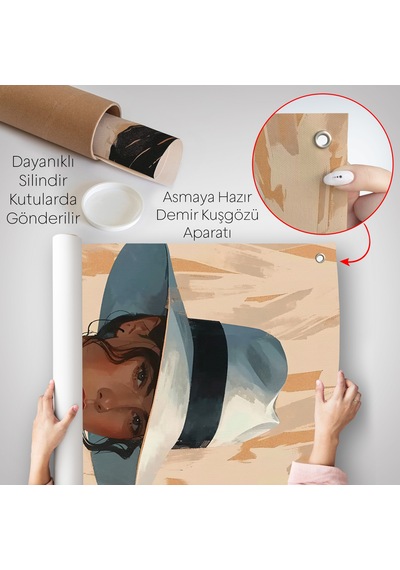 Keskin Bakışlı Güzel Kadın Duvar Örtüsü-7565