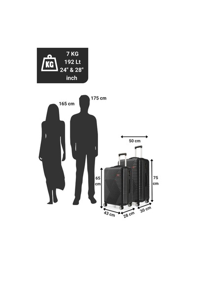 G&d Polo Suitcase Abs Orta Ve Büyük Boy Siyah 2'li Valiz Seti 600.01-b Siyah