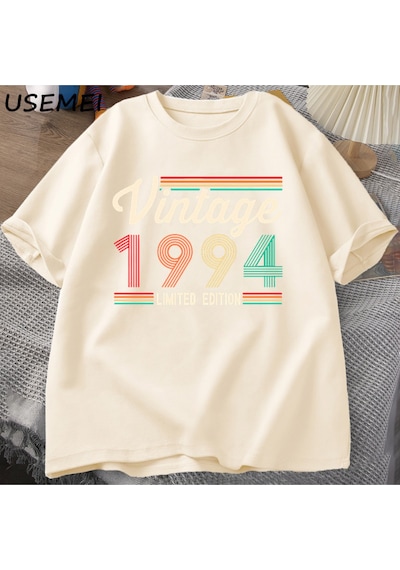 Flood Of Style 30 Yaşındaki Hediyeler T-shirt Erkekler Pamuk Kısa Kollu Tshirt Doğan 1994 Vintage 30th Doğum Haki