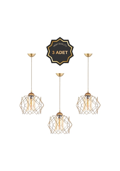 Trend Kitchen 3 Adet Trend Bal Mika Camlı Golden Salon Mutfak Banyo Yatak Odası Çocuk Odası Antre Sarkıt Avize Gold