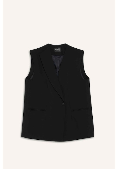 Defacto Regular Fit Ceket Yaka Düğmeli Blazer Yelek F6105ax25aubk81 Siyah