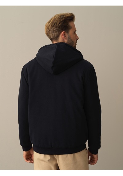Xint Mavi Regular Fit Kapüşonlu Pamuklu Çift Taraflı Mont 195039