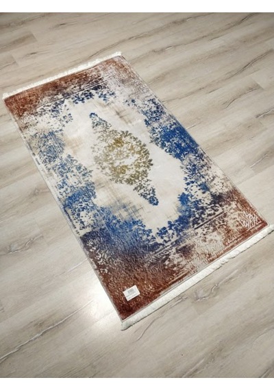 Yamalıhome Bambu Halı D325 Mavi Hardal 80X140 Cm Pratik Halı