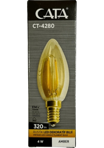 Cata Ct-4280 4w 1800k Amber E14 Duylu Rustik Led Dekoratif Ampul 4 Adet