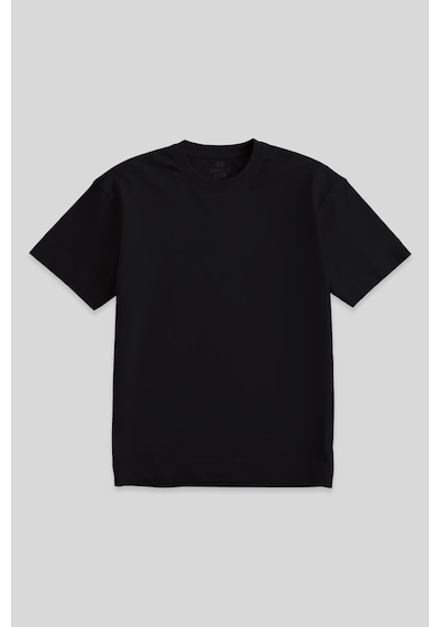 Tommylıfe Siyah Basic Kısa Kol O Yaka Büyük Beden Erkek T-shirt - 88072