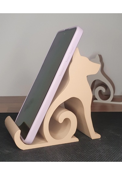 Riti Design - Canis - Minimalist Köpek Tasarım Masaüstü Telefon Tutucu - Bej Beyaz