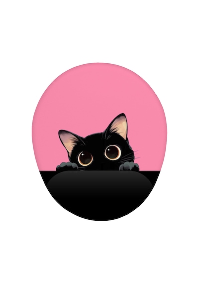 Kedi Tasarım Pembe Bilek Destekli Mouse Pad