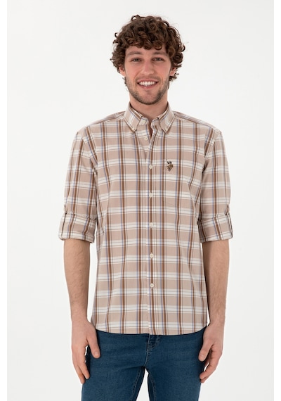 U.s. Polo Assn. Erkek Açık Haki Gömlek Desenli 50299604-vr183 Acık Hakı Haki