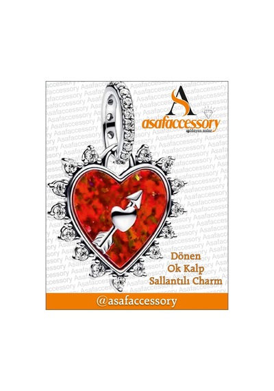 Ok Kalp Sallantılı Charm Asafaccessory Kırmızı