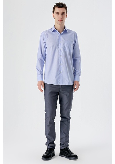 İmza Mavi Uzun Kollu Filafil Sert Yaka Cepli Pamuklu Basic Comfort Fit Gömlek 1004240002-mavi Mavi İmza Mavi Uzun Kollu Filafil Sert Yaka Cepli Pamuklu Basic Comfort Fit Gömlek 1004240002-mavi Mavi