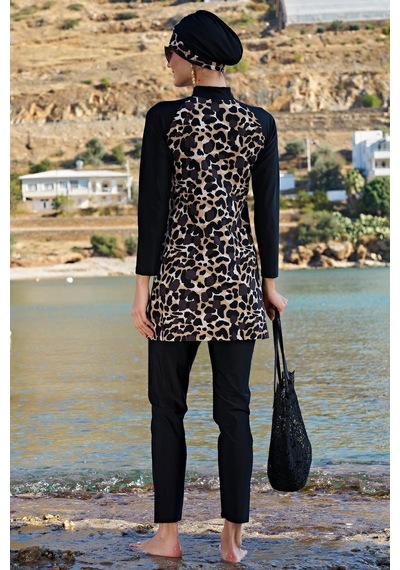 Ruko Maio 23126-1 Leopar Reglan Kol Tam Tesettür Mayo 001