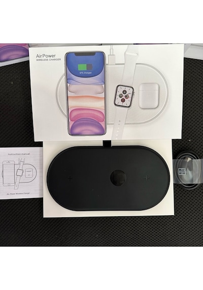 Wearfitpro İphone Modelleriyle Uyumlu Kablosuz Şarj Standı 3in1 Telefon Akıllı Saat Şarj Standı