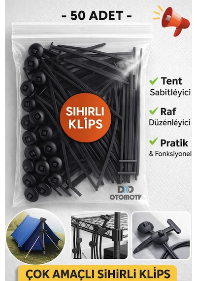 50 Adet Sihirli Klips Tamir Klipsi Yeni Nesil Cırt Kelepçe