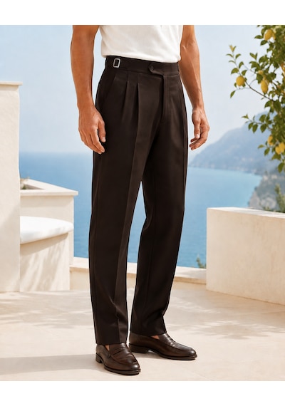 Danger Erkek Viskon Karışımlı Yan Tokalı Pileli Baggy Pantolon Kahverengi 0171dngr