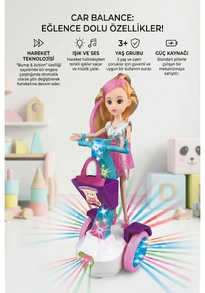 Işıklı Ve Sesli Sensörlü Dans Eden Bebek - Pilli Eğitici Oyuncak Bebek Bump & Action 3+ Yaş