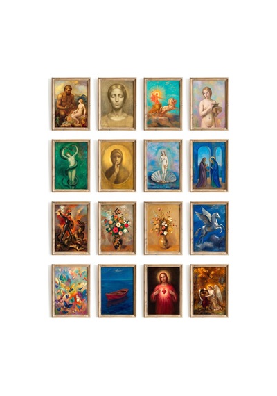 Odilon Redon Tabloları 16'lı Sticker Seti Laptop Defter Planlayıcı Etiket Çok Renkli