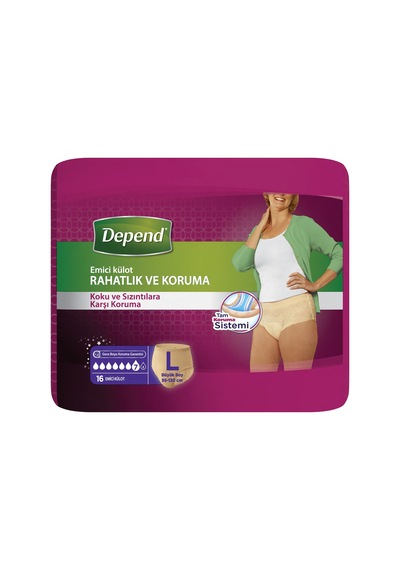 Depend Emici Külot Kadın Büyük Eko Paket 16'lı - 8 Adet Tarı