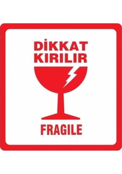 Dikkat Kırılır Etiketi Kırmızı 10Cm 10Cm 1000Adet