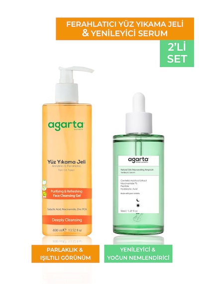 Agarta Yenileyici Serum 50 ML + Arındırıcı ve Ferahlatıcı Yüz Yıkama Jeli 400 ML