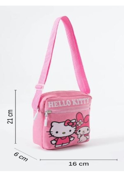 Trg Polo Trg Pembe Hello Kittyy Melody Çocuk Omuz Çantası 3 Bölmeli Su Geçirmez Kumaş 21 16 6 Cm