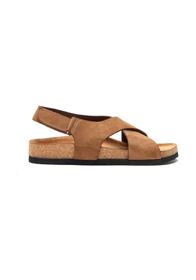 Comfortfusse Fayette - Erkek Ortopedik Hakiki Deri Sandalet Kum Nubuk Deri