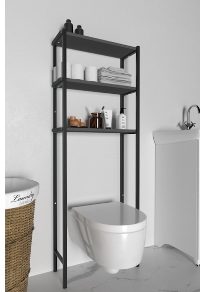 Banyo Wc Arkası Üstü Düzenleyici Raf Organizatör Havluluk Metal Gövde Banyo Rafı Gri