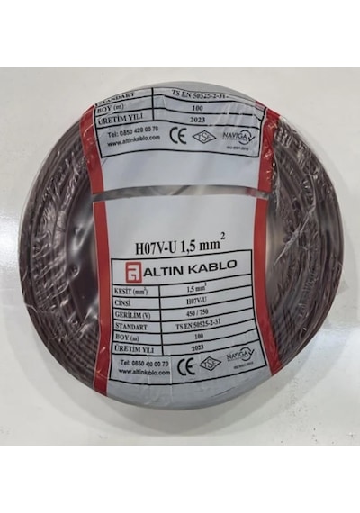 Altın Kablo H07v-u 1,5 Mm² Nya Kablo Tek Damar Kahverengi 100m