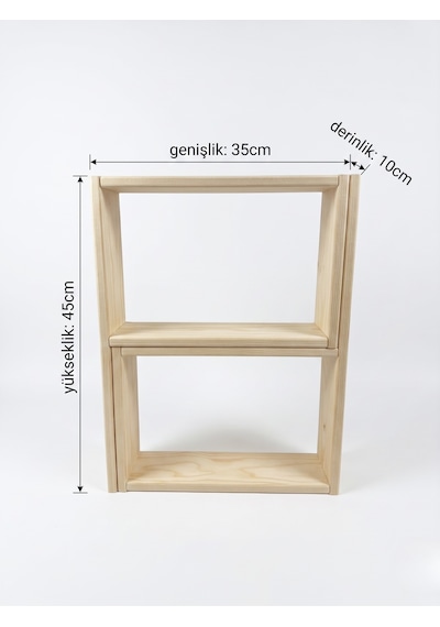 Nest Wood Doğal Ham Ahşap 2parça Modüler Baharatlık Rafı Mutfak Tezgah Üstü Düzenleyici Baharat Standı 45x65cm