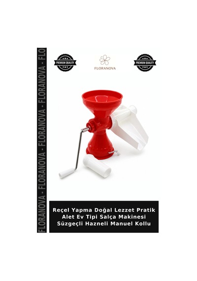 Reçel Yapma Doğal Lezzet Pratik Alet Ev Tipi Salça Makinesi Süzgeçli Hazneli Manuel Kollu Çok Renkli