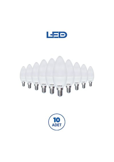 Rtl02101-10 Rother Led Mum Avize Ampul 6w E14 470 Lümen 6500k Beyaz Işık Enerji Tasarruflu Ampul 10
