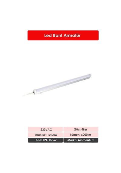 Momentum Lineer Led Armatür T10 7000k 230vac 40w 120cm Epl-15367 Beyaz