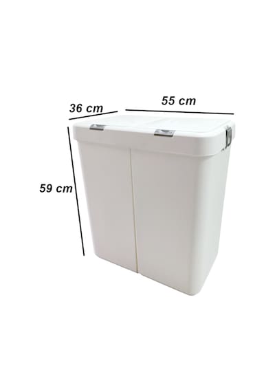 Gümüş Ikili Dokunmatik Çamaşır Sepeti Çöp Kovası Temizlik Kovası Kirli Sepet 80 Litre-mt009