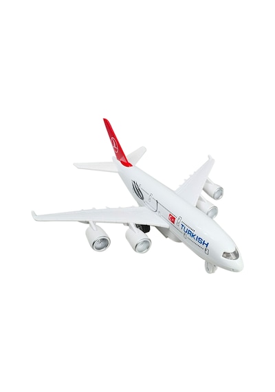 Airbus A380 Metal Yolcu Uçağı Çek Bırak Işıklı Sesli Metal Uçak Thy Turkish Yolcu Uçağı 22cm