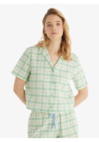 Kadın Pijama Üstü 60544 - Kare Desenli Çok Renkli