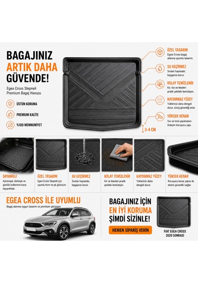 Fiat Egea Cross 2020 Sonrası Stepneli Bagaj Havuzu